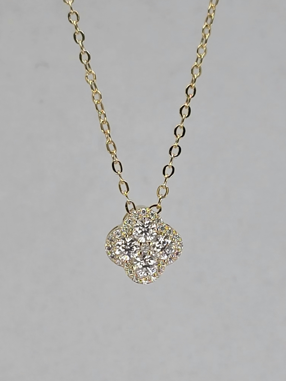 14k Gold-Filled  Clover Pendant Necklace with Sparkling Moissanite